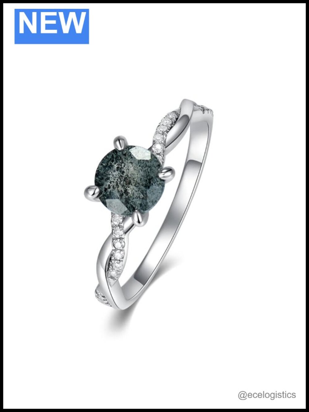 1.0 Carat Salt and Pepper Diamond Engagement Ring Sterling Silver